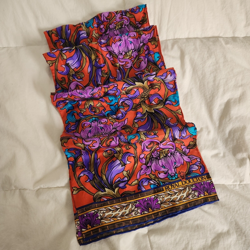 Royal Daulton Scarf Silk Hand Rolled 52"X 11"